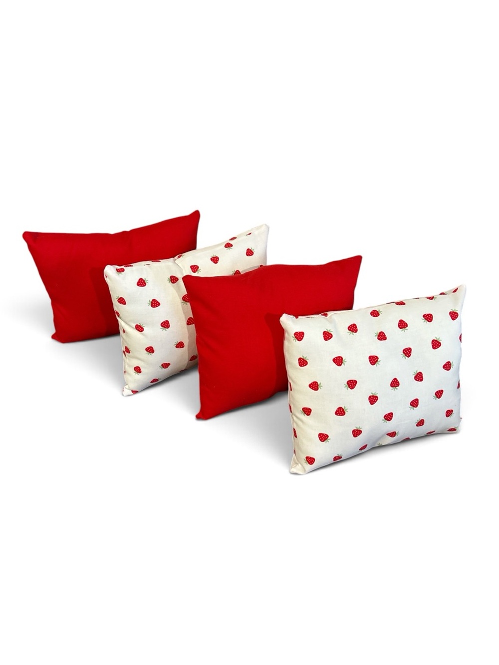 Purse Pillows Set of 4  Strawberry & Red 4x8 Hand Crafted